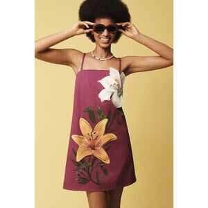 Anthropologie Strapless 3d Floral Mini Dress - S Purple